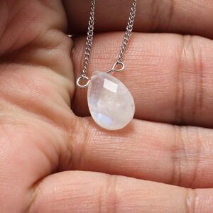 925 Sterling Silver Teardrop Necklace, Moonstone Necklace, Moonstone Jewelry